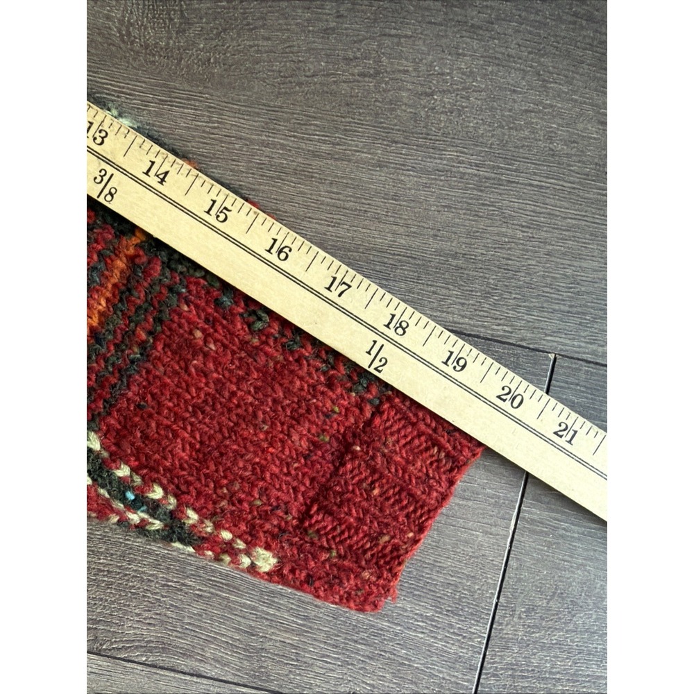 LRL Ralph Lauren Sweater Hand Knit‎ Wool Laine Red Plaid Quarter Zip Small Ski - Picture 13 of 14